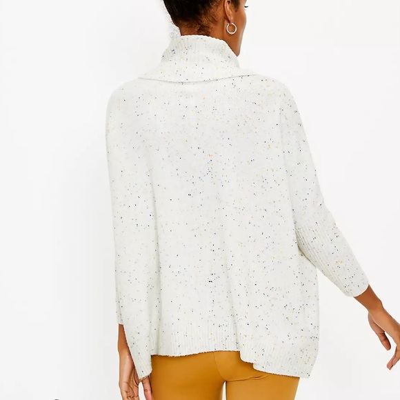 Loft Women’s Flecked Pocket Poncho Sweater with Cowl Neck - Picture 2 of 10